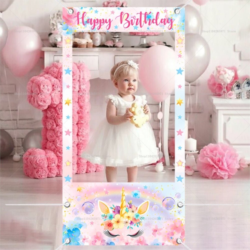 Unicorn Theme Photo Booth Fram - Baby Clothing Event recension och pris
